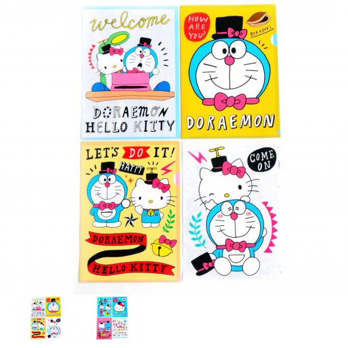 【玩具櫃】ASOKO 哆啦A夢 HELLO KITTY 雙面彩色A4 文件夾 聯名商品 (日本朋友提供商品)