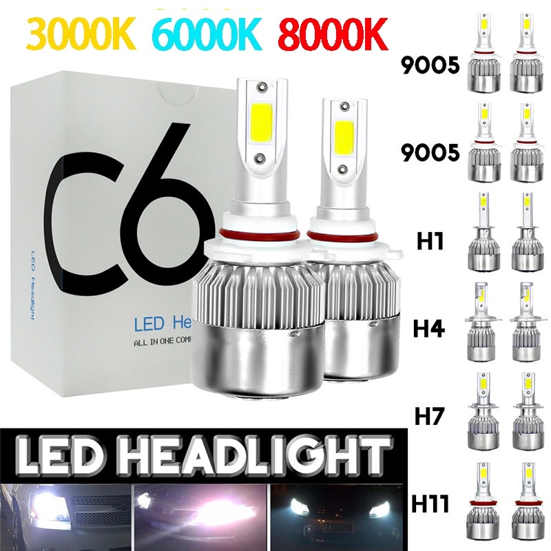 【現貨】C6 LED汽車大燈H8 H4 LED車燈H7 小汽車前大燈H11 機車頭燈 H1 H3 HS1 9005 90