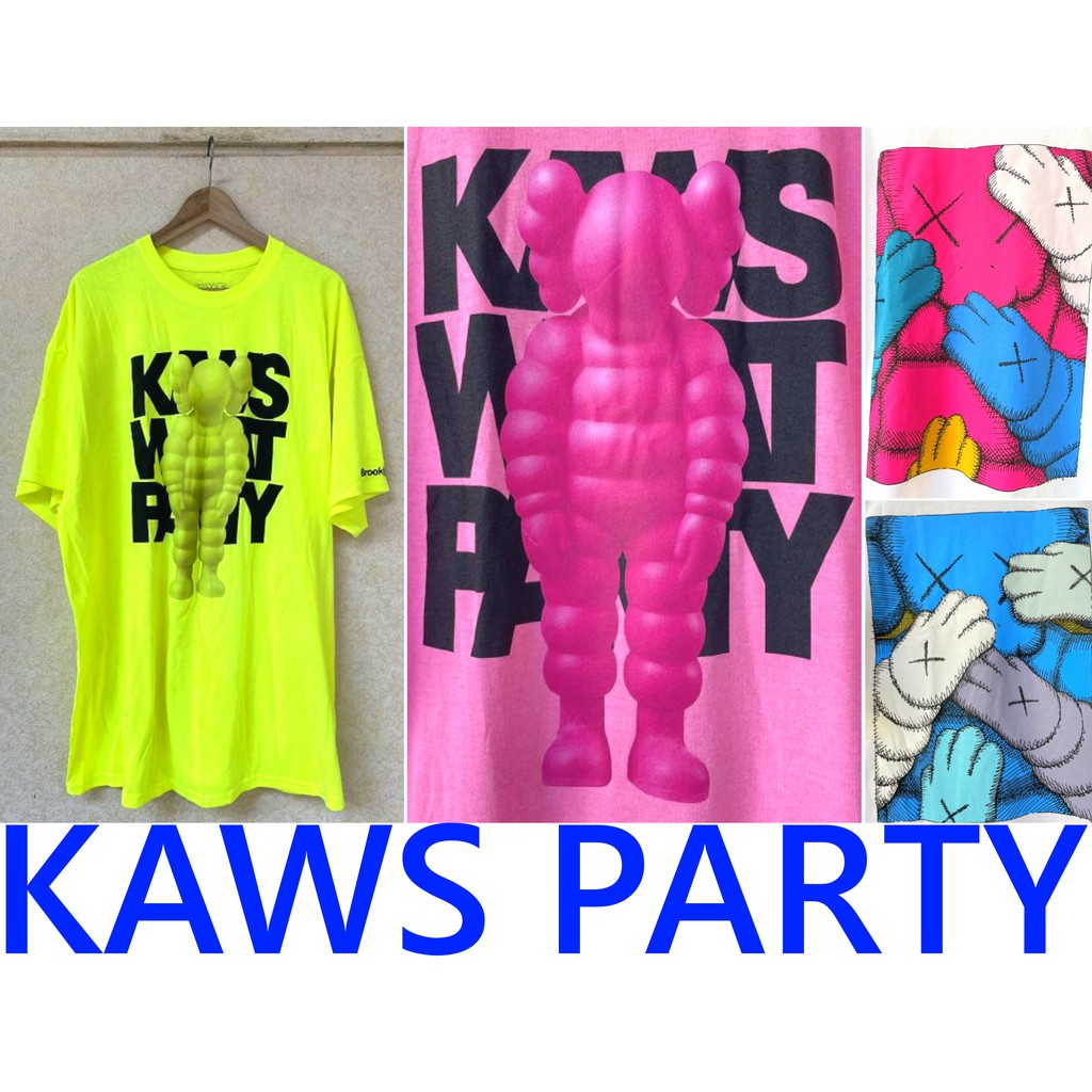 BLACK全新KAWS WHAT PARTY布魯克林限定Brooklyn Museum公仔塗鴉短T