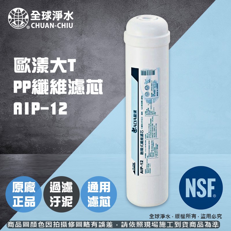 【全球淨水】歐漾大T  PP纖維濾芯 AIP-12  標準式通用濾芯 可宅配或超商取貨