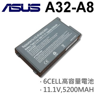 ASUS 6芯 高品質 A32-A8 電池 黑色 A8JM A8JR A8M A8SC A8JE N80 F8Dc