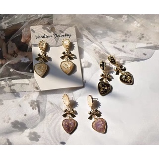 Celia shop//巴洛克風璀璨愛心耳環