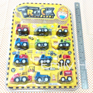 【愛蜜莉玩具】益智12入卡車回力車/工程車迴力車/模擬卡車TUCK/塑膠小車/男孩玩具/小汽車PULL BACK CAR