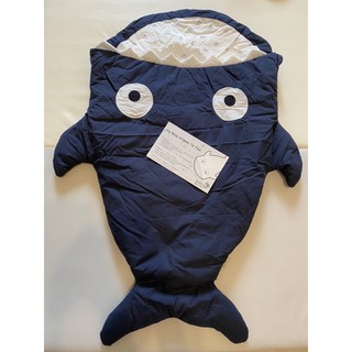 鯊魚咬一口 BabyBites｜100%純棉手作嬰幼兒睡袋/防踢被/包巾－丈青藍