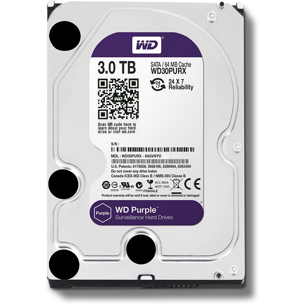 台灣現貨WD【WD30PURX 3TB 】臺式機硬盤 3.5吋監控系統紫標硬碟 3000G監控安防 3tb儲存陣列硬碟