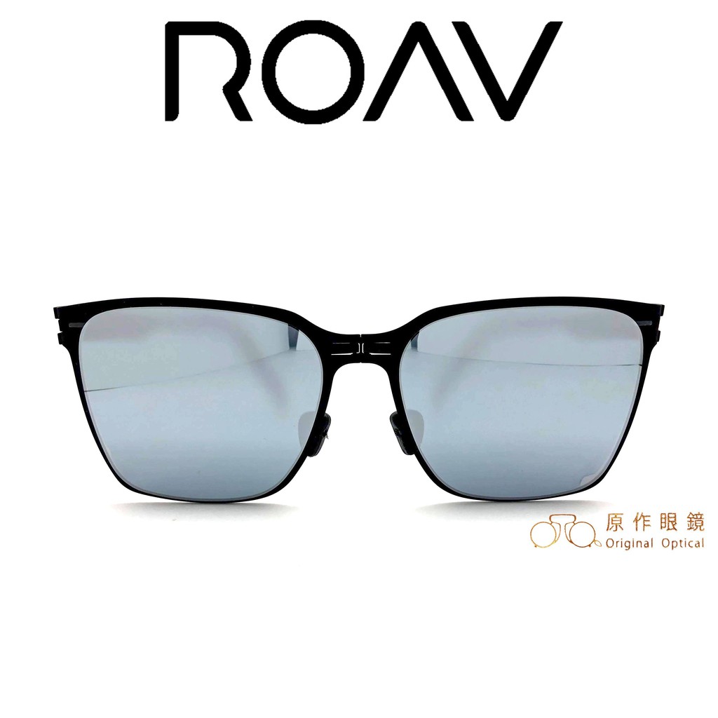 ROAV 折疊太陽眼鏡 AUDREY SS002 (黑) 白水銀鏡片 OVERSIZE系列【原作眼鏡】