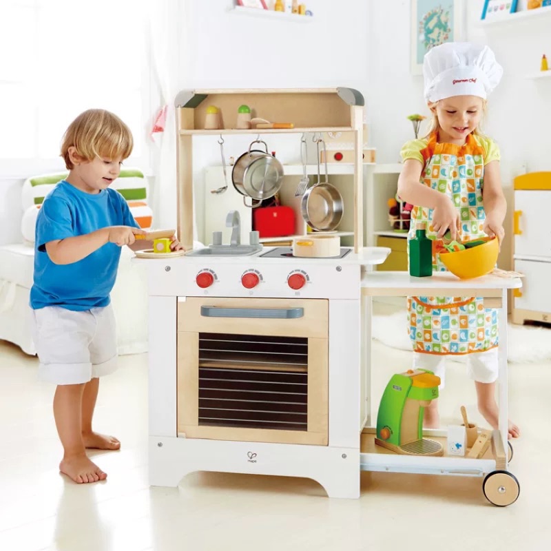 正品德國Hape廚房餐車3歲以上過家家玩具木制益智創意玩具男女孩