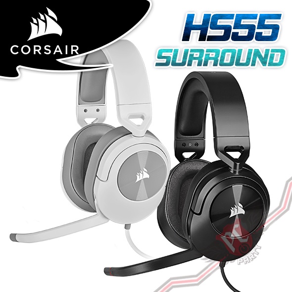 海盜船 CORSAIR  HS55 Surround 電競耳機 炭黑/白色 PC PARTY