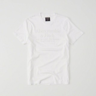 【Abercrombie&Fitch】【零碼XL】AF男款短袖T恤淺印LOGO字白 F03170912-09