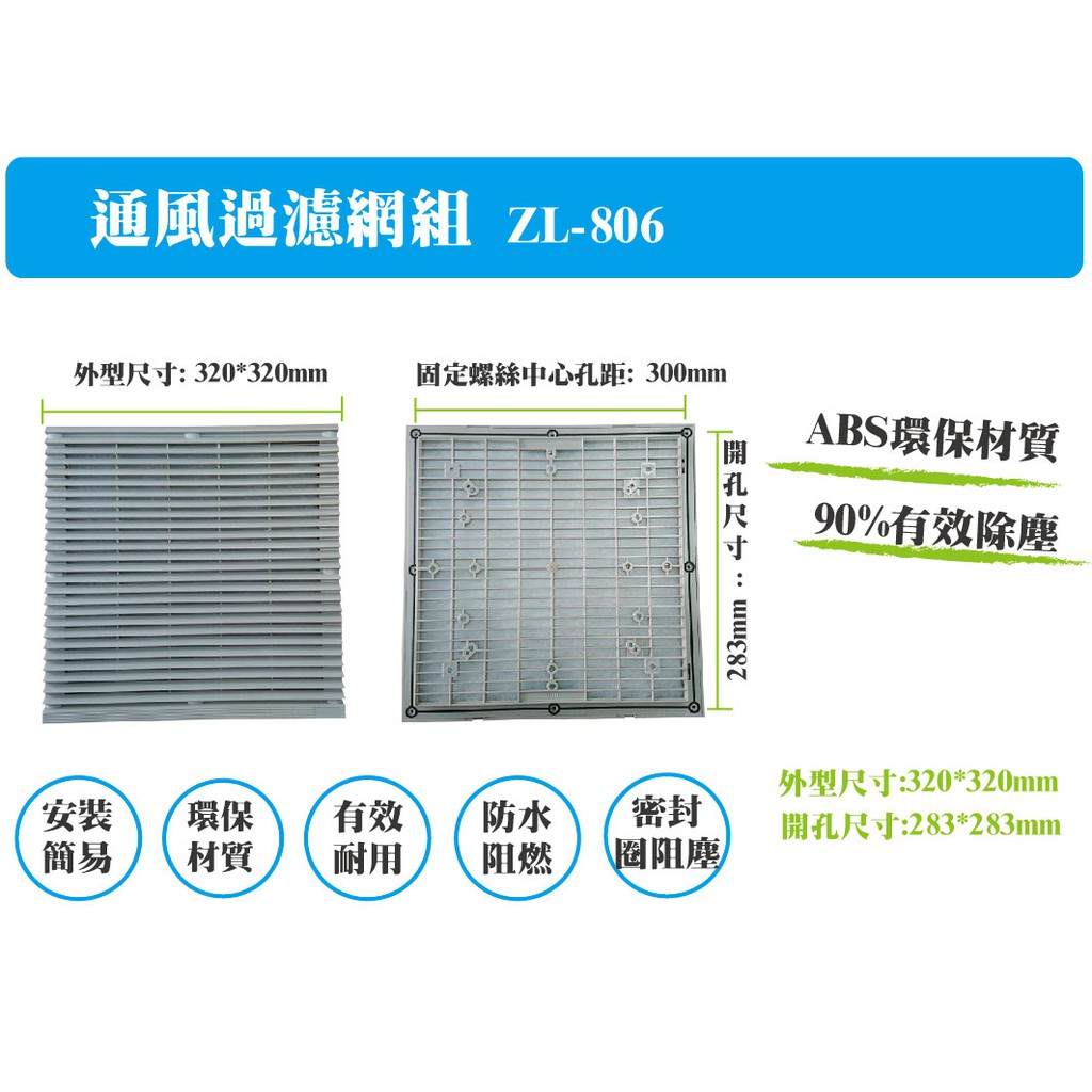 ZL806通風過濾網/防塵網罩/散熱風散機櫃百葉窗網