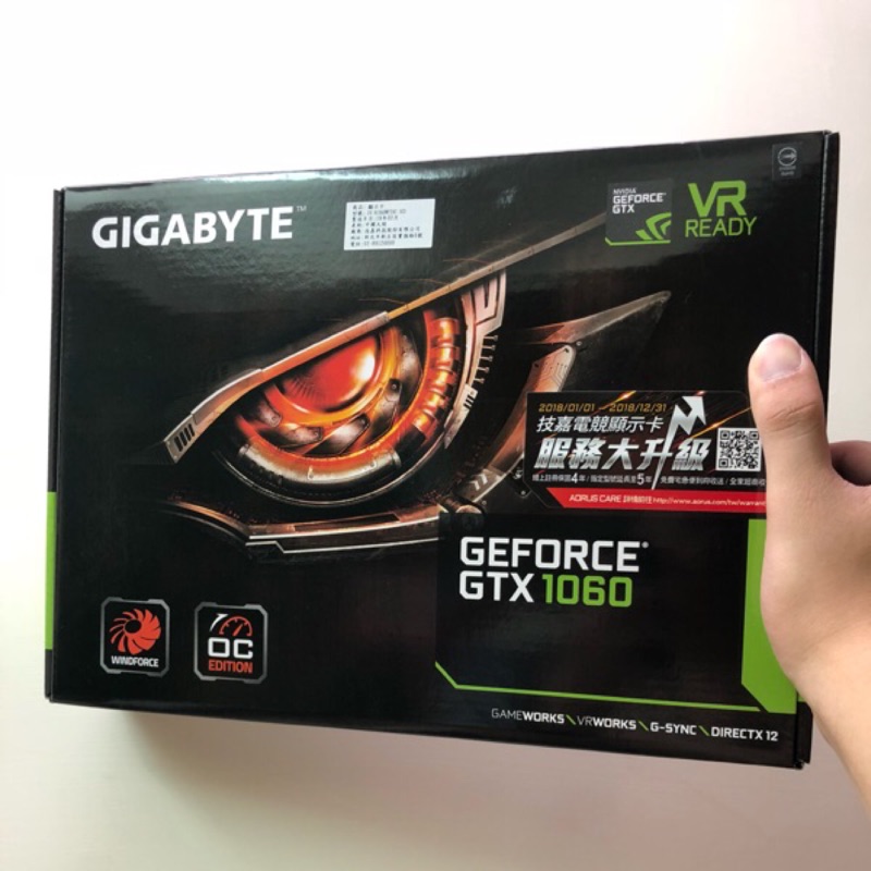 ！！！只要現金不要貨(全新未使用僅拆封)技嘉 GTX1060 WINDFORCE OC 3G 威風雙風扇/GTX1060