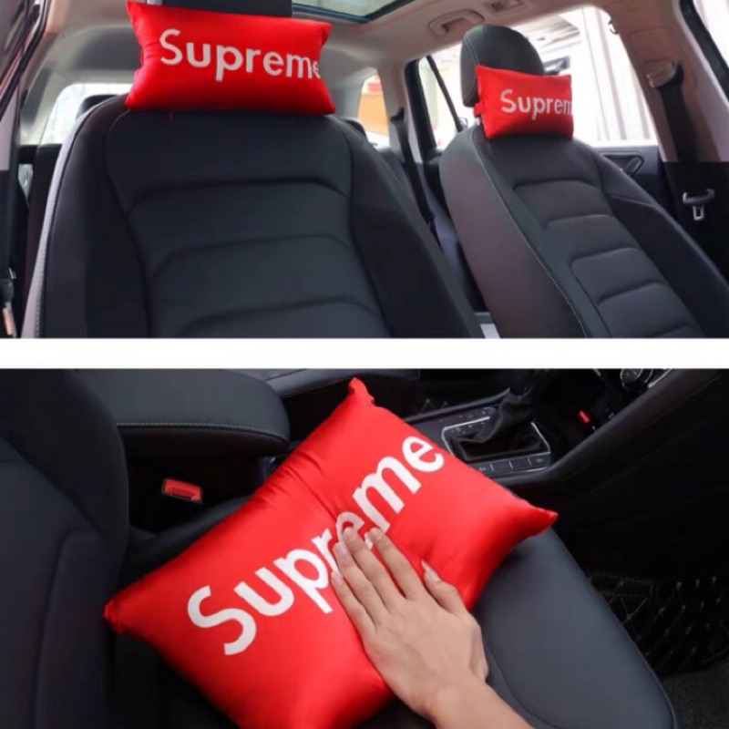 潮牌supreme汽車用枕頭座椅護頸枕潮流汽車用品車枕一對兩個 蝦皮購物