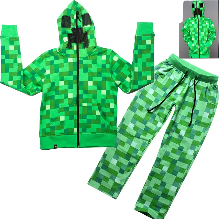 Minecraft Creeper Boys 全臉面具連帽連帽服裝