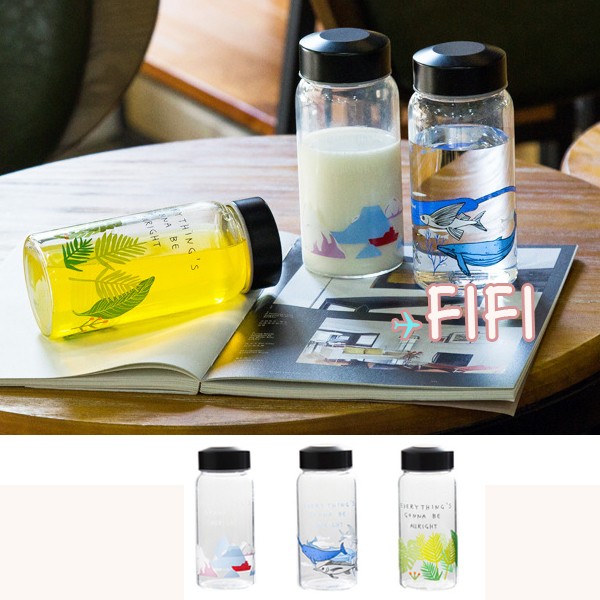 小地理系列 清新風格 耐熱玻璃杯 韓國可愛杯子 玻璃瓶 便攜水杯 創意水壺 隨手杯子