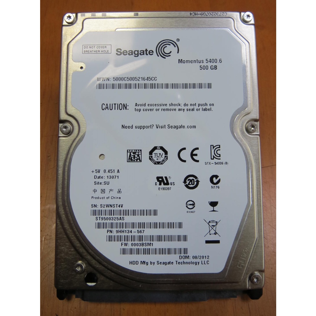 Seagate 希捷 ST9500325AS 8MB/SATA3.0Gb/500GB/2.5吋硬碟