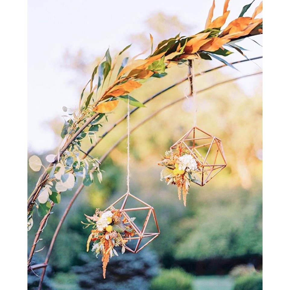 海外森林系婚禮創意花架空氣鳳梨銅架幾何花器植物裝飾DIY吊飾B58