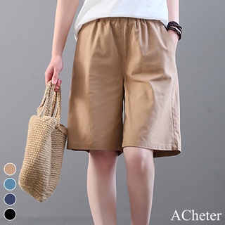 【ACheter】 日系涼夏舒適五分休閒棉麻寬短褲# 107088