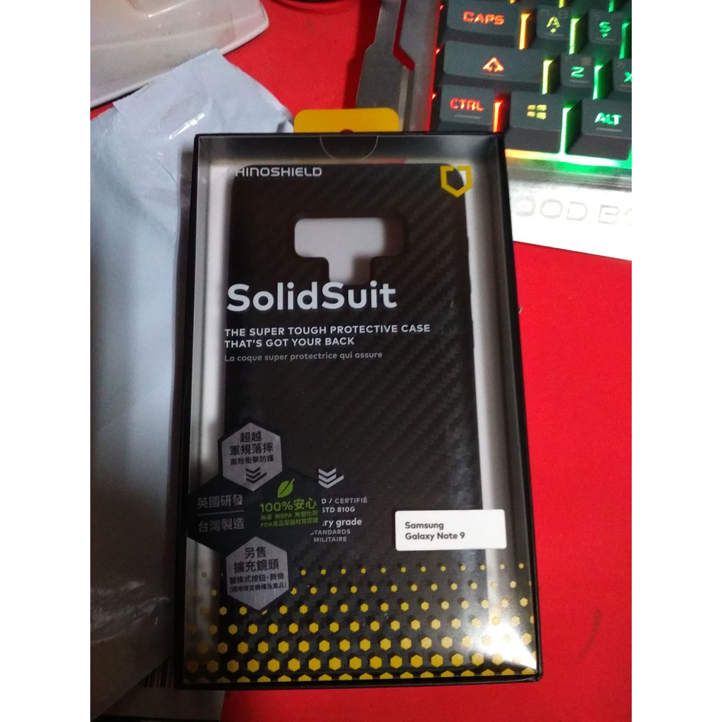 犀牛盾 SolidSuit 碳纖維  防摔背蓋手機殼   三星Note 9 黑色(只有一個要買要快)