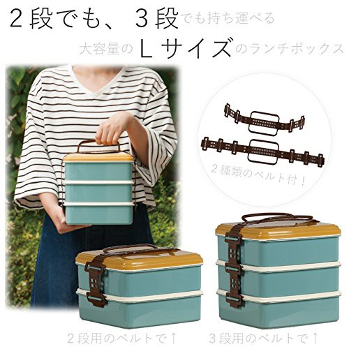 現貨出清 ZELT日本製 三層手提野餐盒 便當盒-藍 (L尺寸)