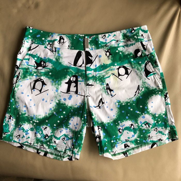 保證全新正品 Vilebrequin 綠色 企鵝圖形 海灘褲 休閒短褲 size XL