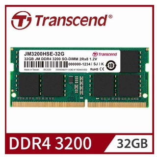 創見 DDR4 3200 32G 筆記型記憶體 (JM3200HSE-32G) 適用九代以上CPU Transcend
