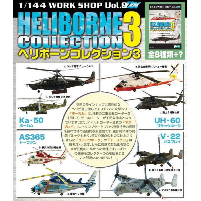 F-TOYS 144 Heliborne Collection 3 直升機 3 大全12種