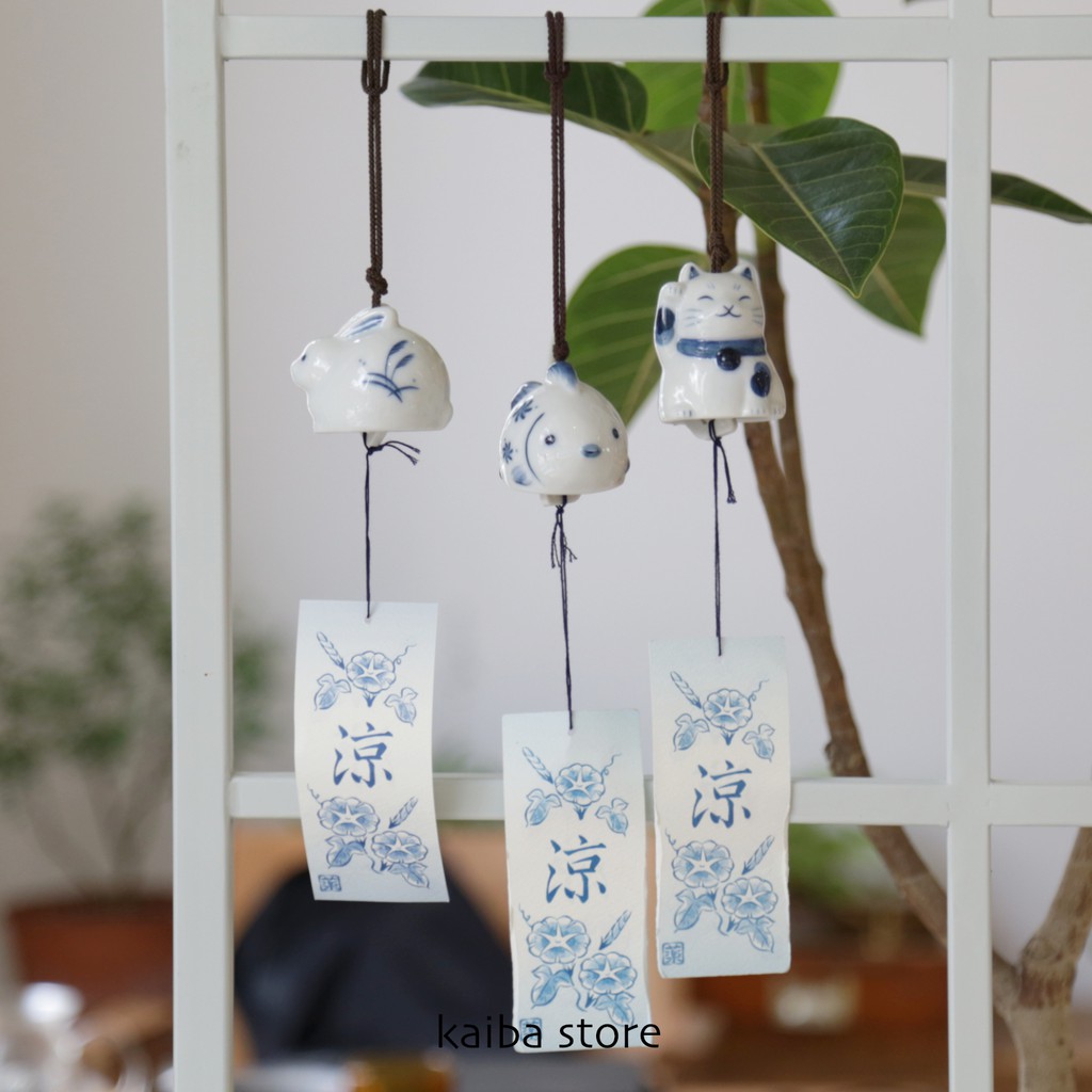 現貨日本zakka 陶瓷風鈴夏日風鈴車掛掛飾金魚招財貓兔子 蝦皮購物