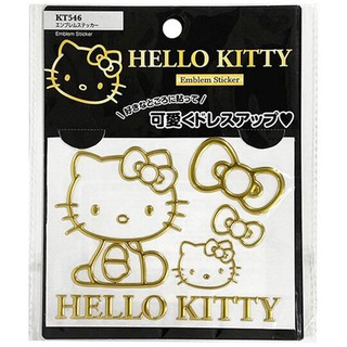 花見雜貨~日本進口 全新正版 kitty 凱蒂貓 立體 造型 車用 裝飾貼 造型貼紙 車貼 防水貼紙