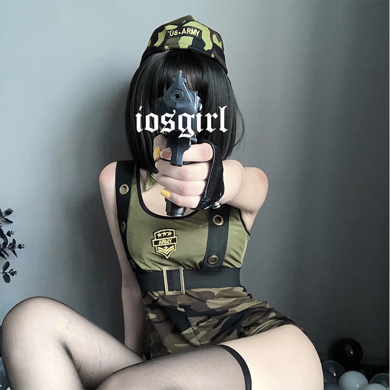 女警制服表演服 cosplay警詧角色扮演 軍服警詧特務裝迷彩拼接連體衣角色服 制服派對 夜店ds啦啦隊舞者 尾牙演出服