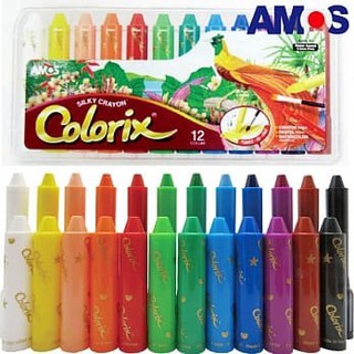 韓國AMOS 12色粗款神奇水蠟筆 台灣總代理公司貨 粗桿 蠟筆 可水洗 水蠟筆 塗鴉 繪畫材料 好洗 絲滑 飽和顯色