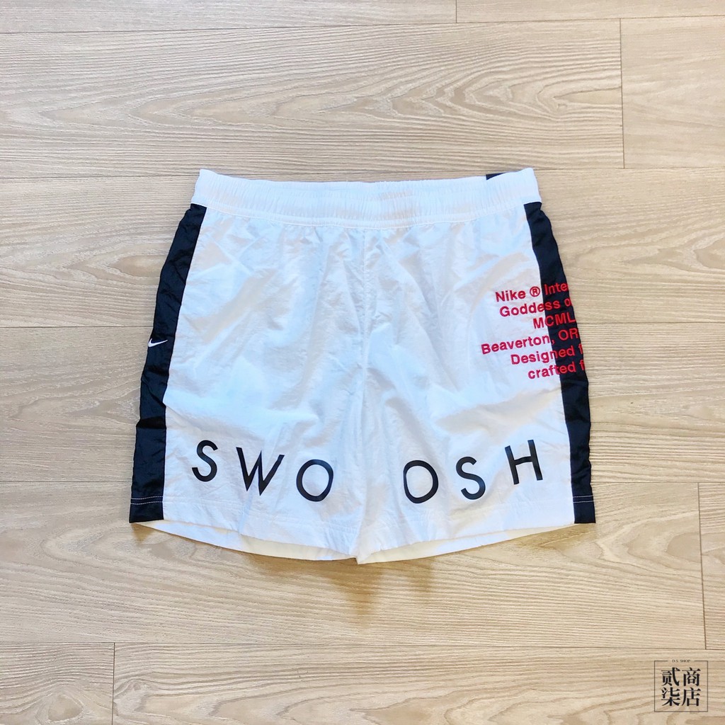 (貳柒商店) NIKE NSW Swoosh 男款 白色 防風 短褲 似 OFF-WHITE 標語 CJ4905-100
