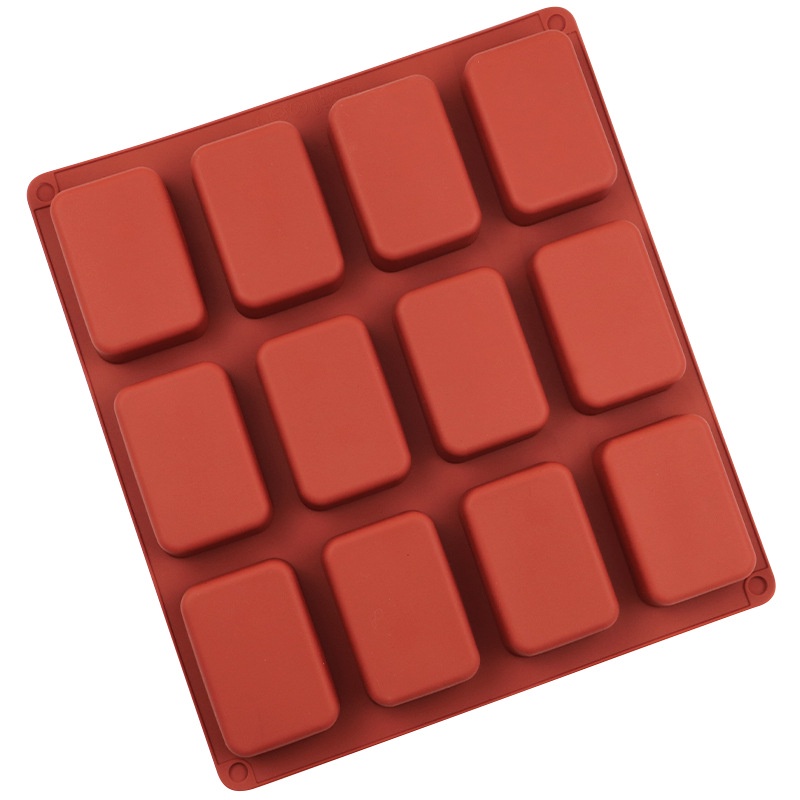 12腔圓角長方形塊矽膠模具手工皂模具巧克力模具慕斯蛋糕模具芬蘭慈模具冰淇淋模具diy烘焙工具