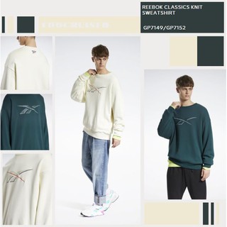 REEBOK CLASSICS LOGO KNIT SWEATSHIRT 大學T 長袖T 基本款 休閒 米色 綠色