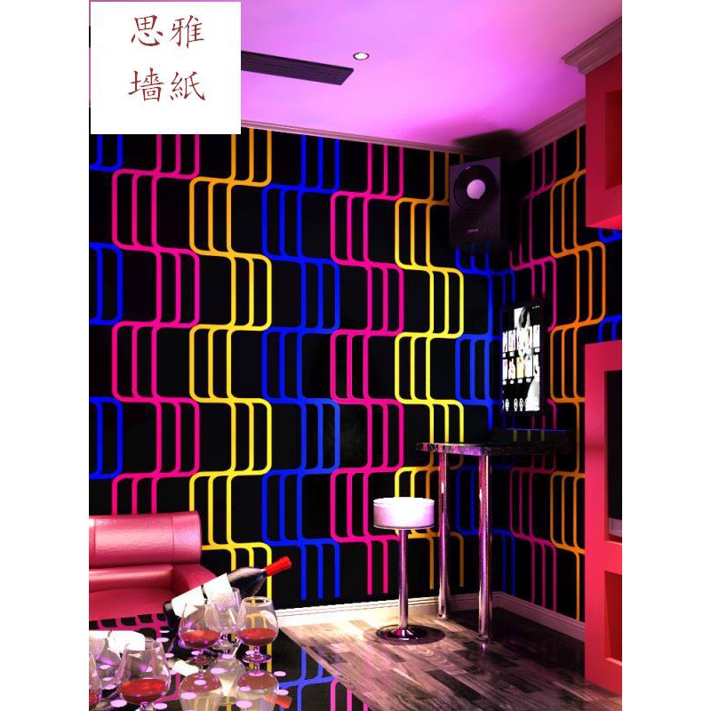 思雅ktv墻紙歌廳閃光墻布3d立體豎條酒吧科技感線條幾何條紋背景壁紙 