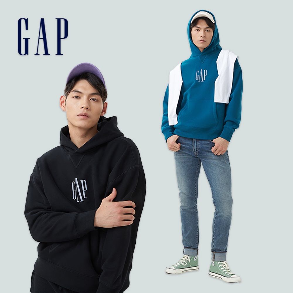 Gap 男裝 Logo爍光刷毛帽T 碳素軟磨系列-多色可選(737178)