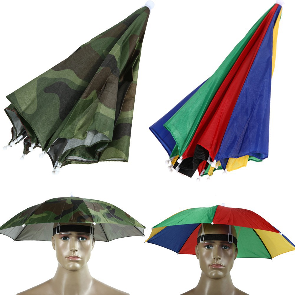 SEA-55CM  鬆緊帶頭戴帽子傘/晴雨/釣魚/傘帽/帽傘單色款
