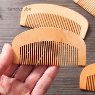 手工製作實用天然寬齒桃木梳子無靜電按摩頭髮健康新月梳