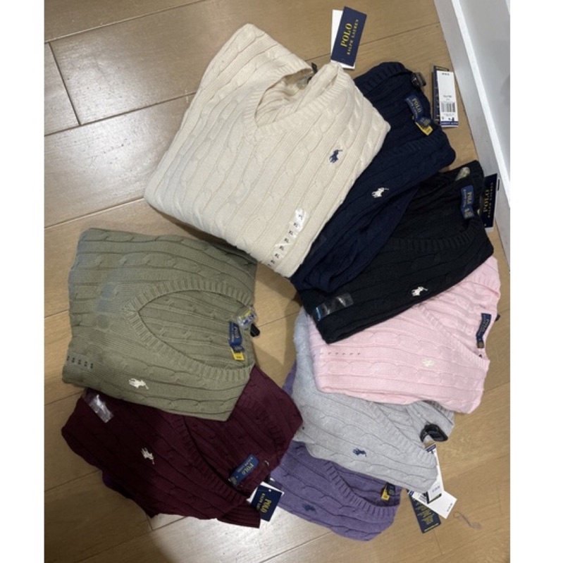 Ralph Lauren Polo 小馬針織女v領麻花長袖毛衣修飾腰身顯瘦大尺碼也有 蝦皮購物