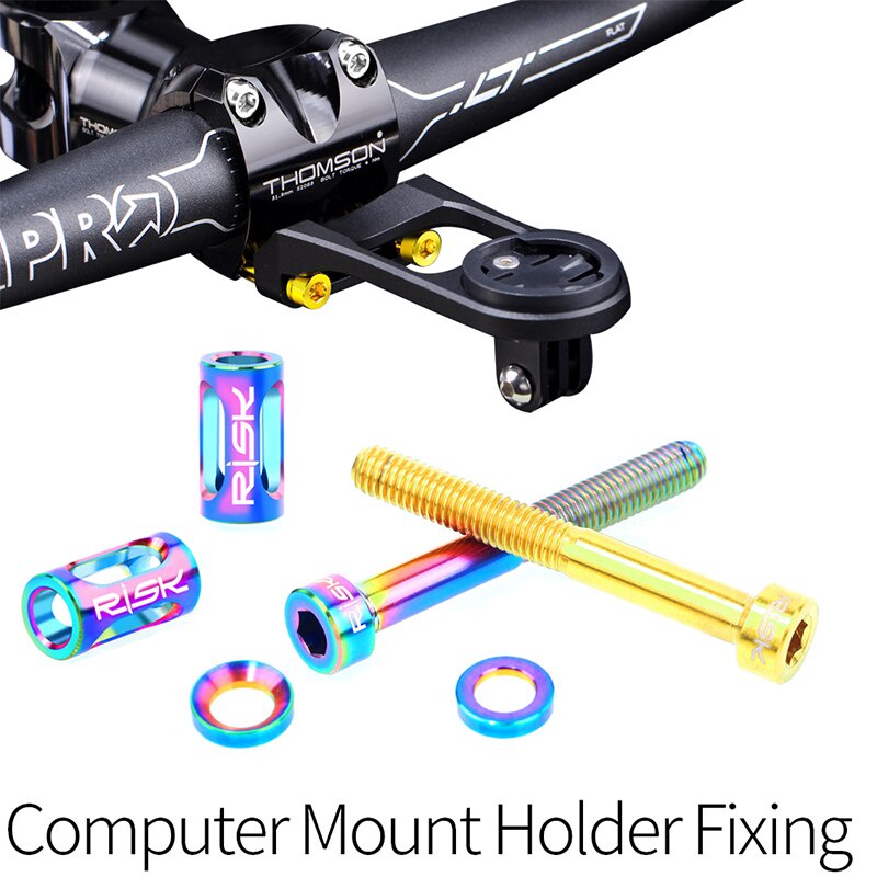 Risk M5X40mm 鈦合金自行車電腦支架螺絲加長固定螺絲組自行車把立加長支架螺栓