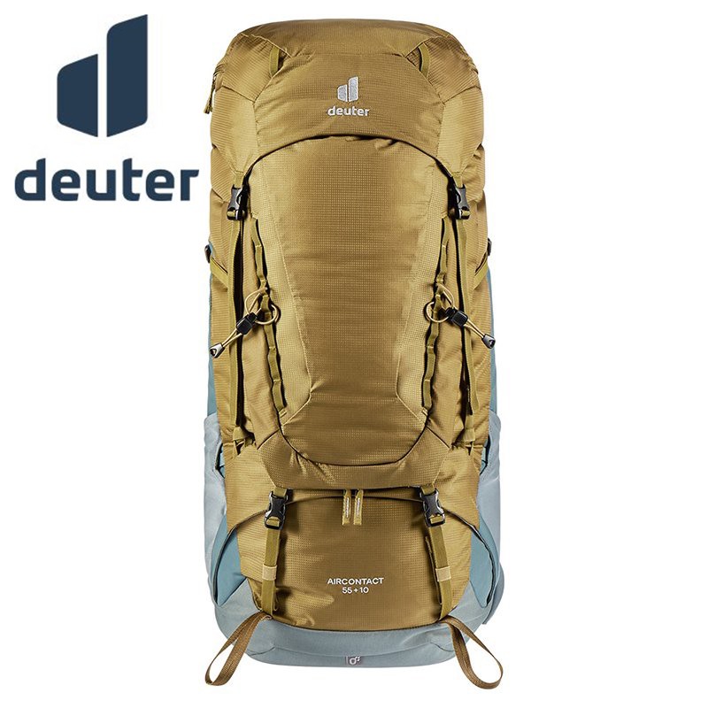 丹大戶外【Deuter】德國 55+10L Aircontact 拔熱式透氣登山背包 3320321 土/湖藍