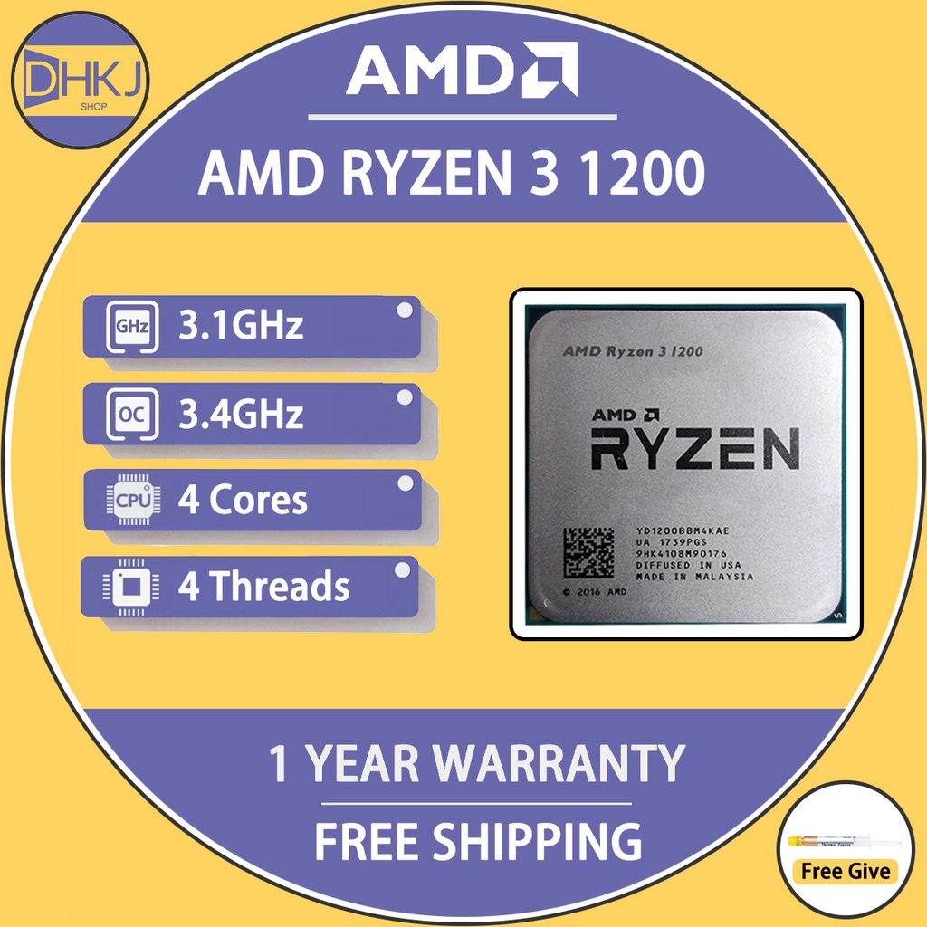 二手 AMD Ryzen 3 1200 R3 1200 3.1 GHz 四核四核 CPU 處理器 YD1200BBM4K