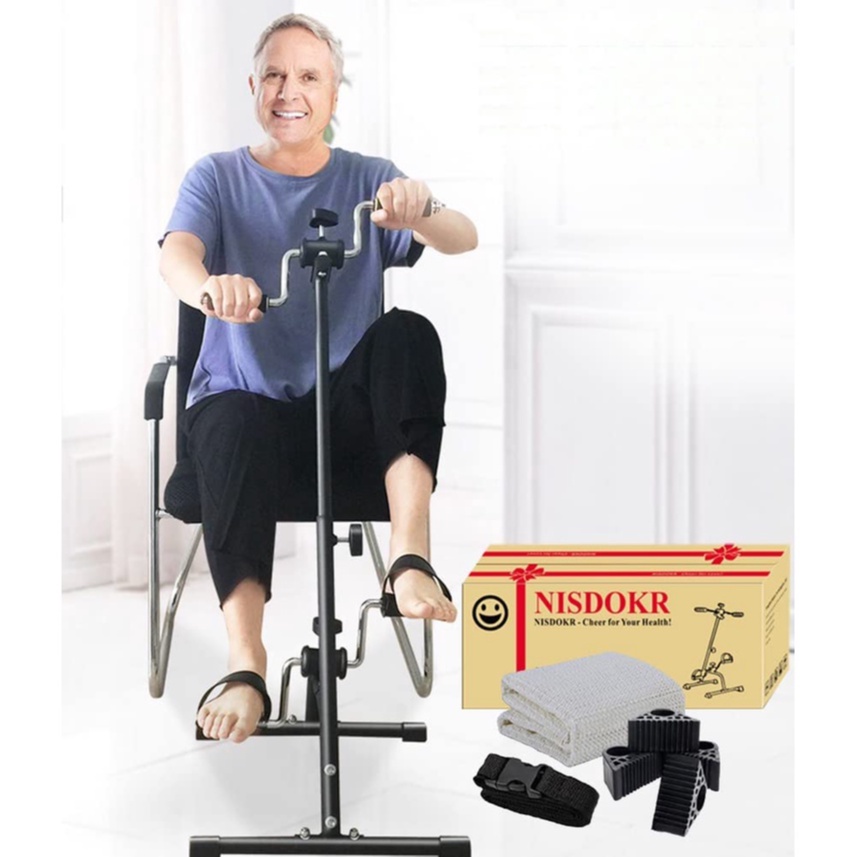 踏板鍛煉器自行車手臂腿部和膝蓋步行者可調節健身器材老年人,全身老人家用踏板健身車