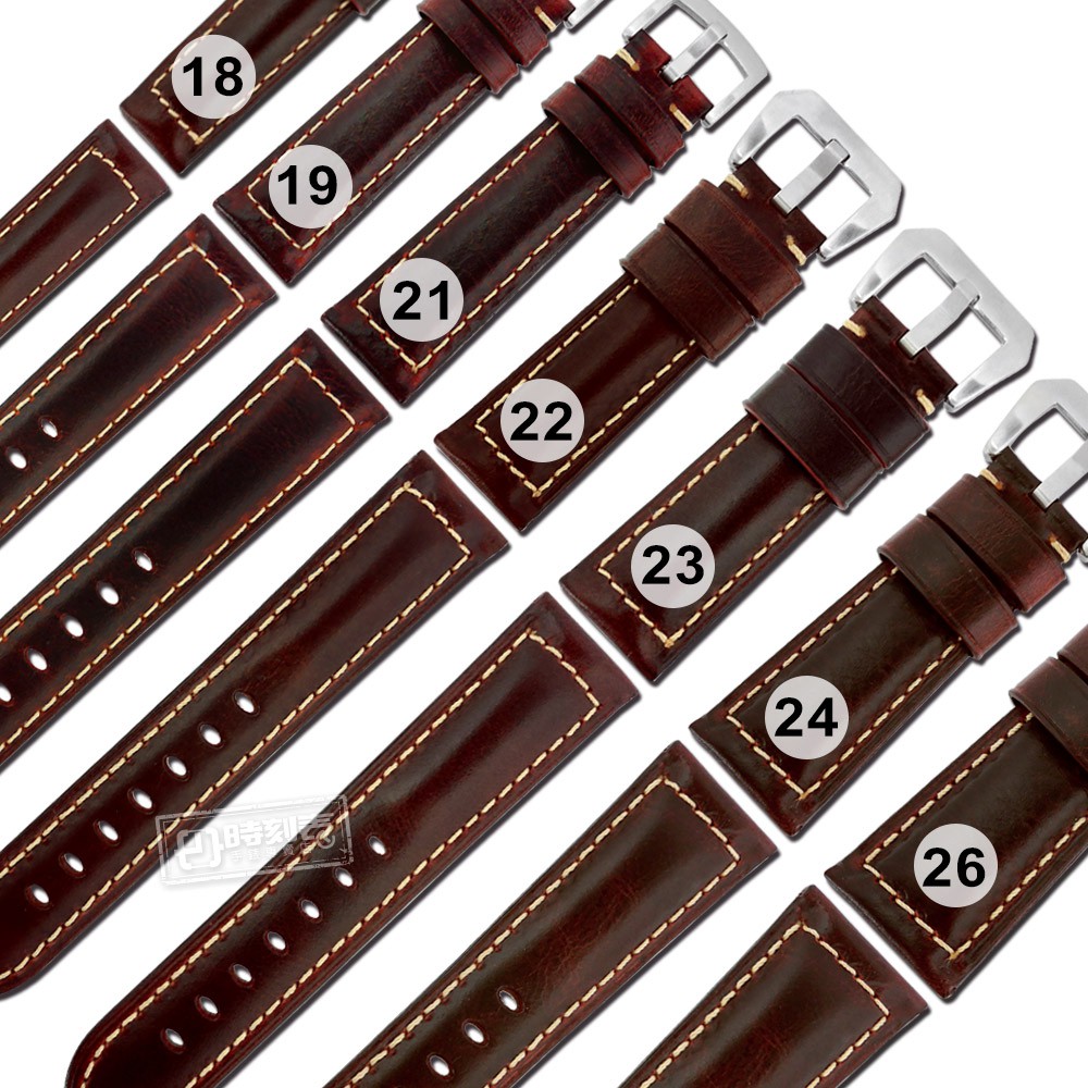 Watchband / 各品牌通用 經典復刻 百搭款 厚實柔軟 真皮錶帶 紅棕色
