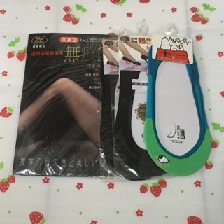 臺灣製瑪榭加長型L~LL黑透明防爆線演出無痕20丹 無縫無痕襪套、史努比隱形襪