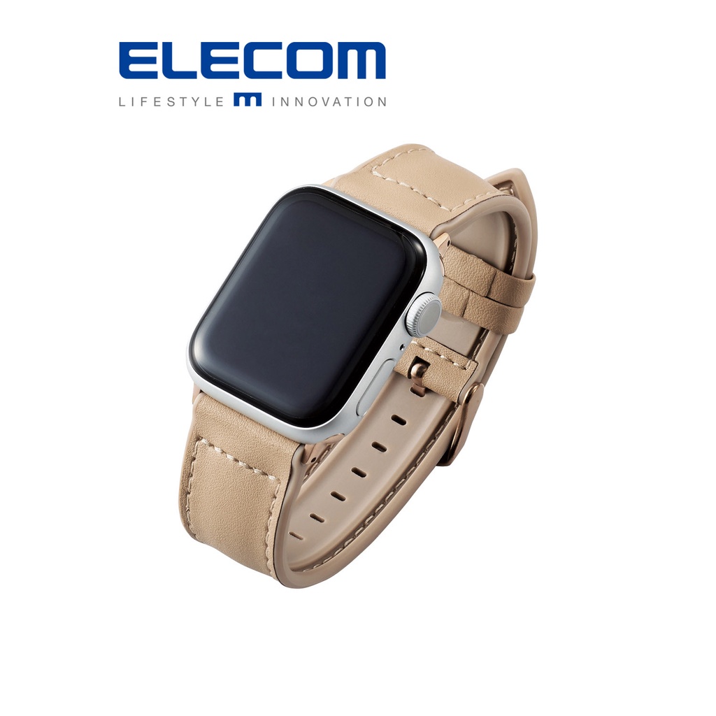 【日本ELECOM】純素皮革錶帶Apple Watch 41/40/38mm 淺褐