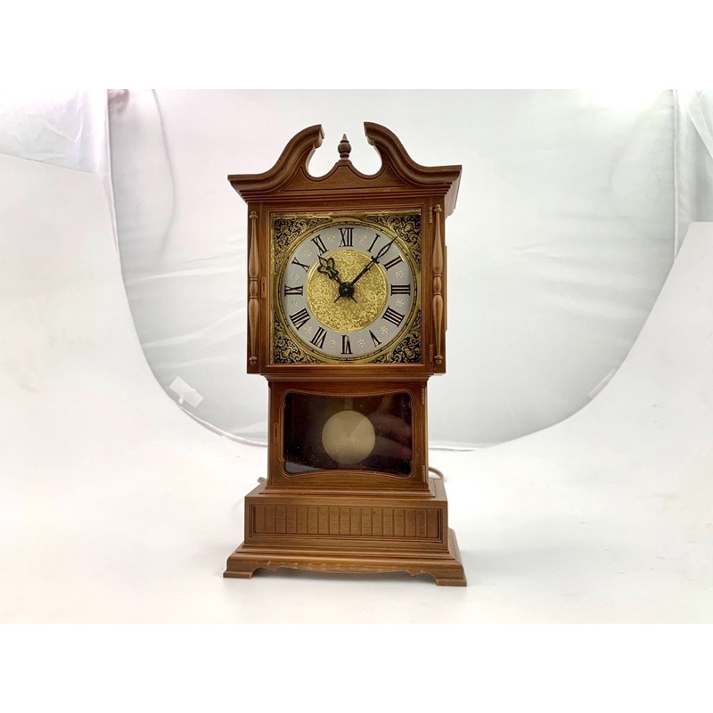 1960年代 美國製 Sunbeam夏繽牌早期塑製仿木桌上古董老爺鐘電子鐘 Sunbeam electric clock