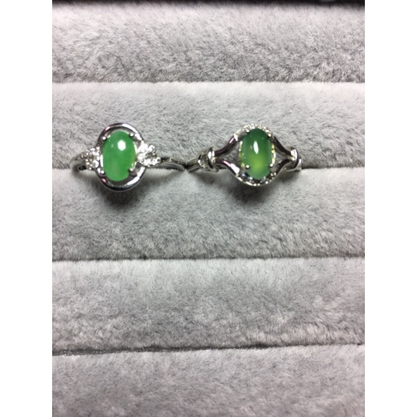 天然緬甸翡翠 果綠925鑲嵌可調節戒指