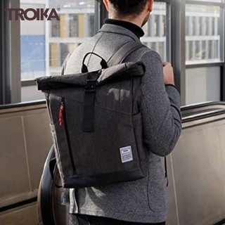 又敗家 德國TROIKA防水商務出差卷扣後背包BBG51/GY(15公升;空間可調)捲捲包捲捲後背包捲捲揹包行李包工作包