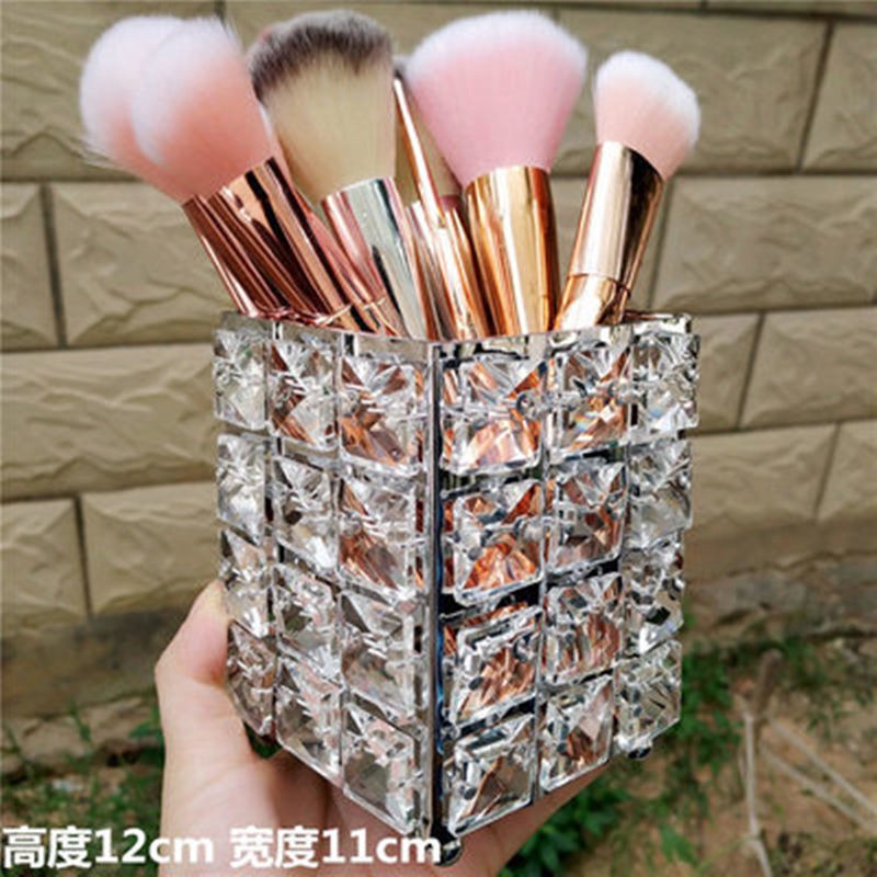 化妝品收納筒美甲筆筒梳妝台桌面收納眉筆美妝刷具桶北歐風水晶刷具收納桶 實拍化妝刷收納筒居家 蝦皮購物