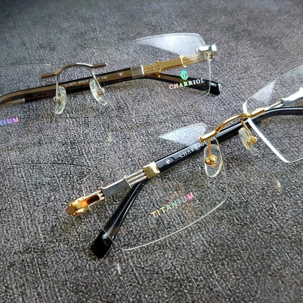 麗睛眼鏡【CHARRIOL 夏利豪】鋼索繩紋紳士無邊框光學眼鏡 L-1077 瑞士一線精品品牌 純鈦鏡架 β鈦材質